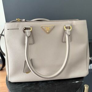 Prada Gray Satchel with Gold Hardware